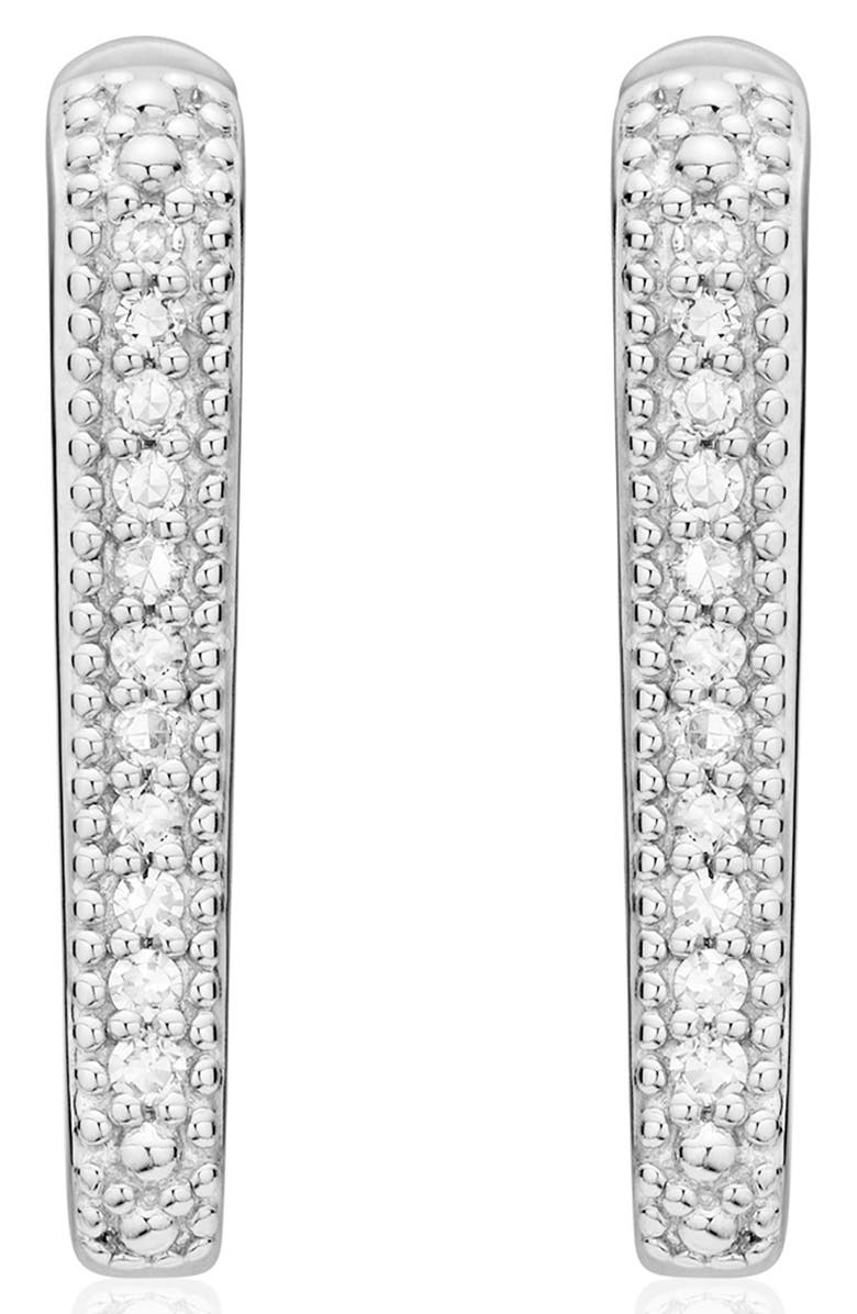Monica Vinader Alta Capture Diamond Huggie Earrings, Alternate, color, Silver/ Diamond