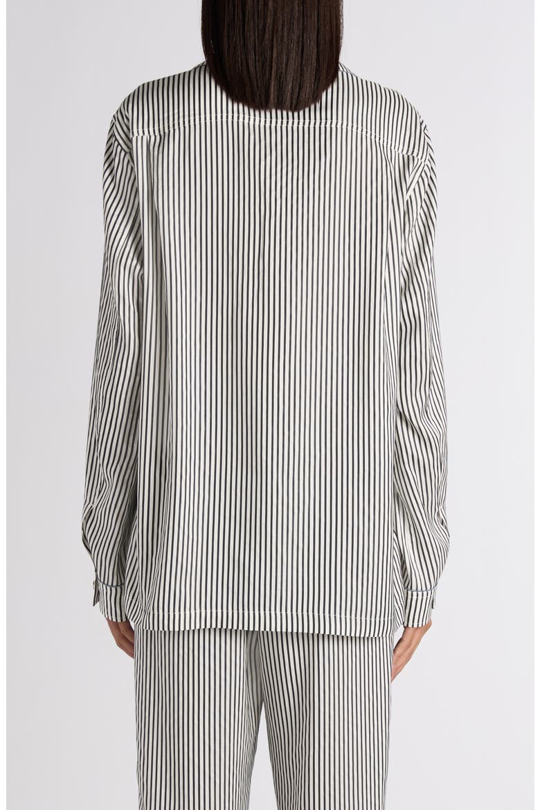 Stripe Silk Button-Up Pajama Shirt, Alternate, color, BLACK/ WHITE