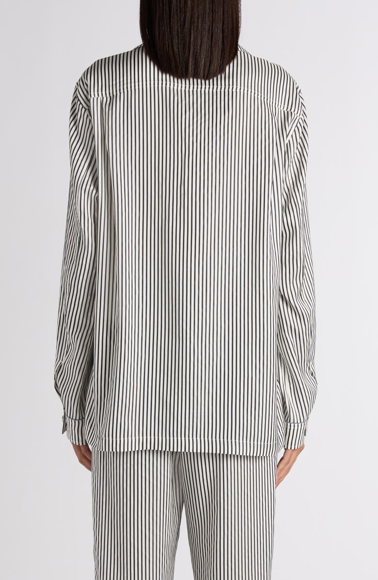 TOM FORD Stripe Silk Button-Up Pajama Shirt, Alternate, color, Black/ White