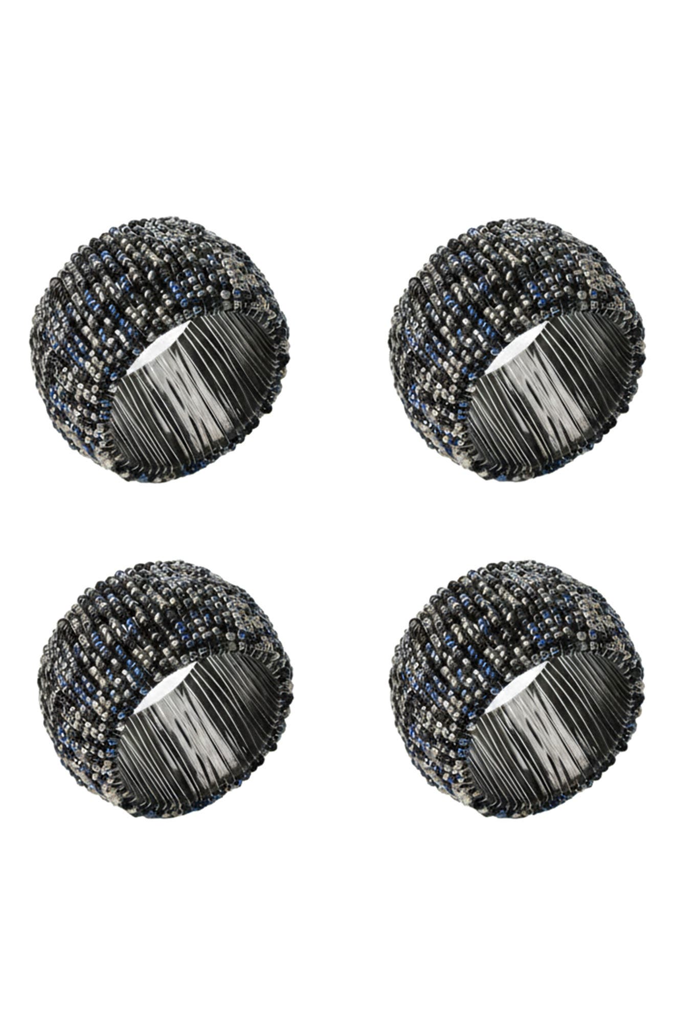 Tiramisu Midnight Shimmer Set of 4 Beaded Napkin Rings