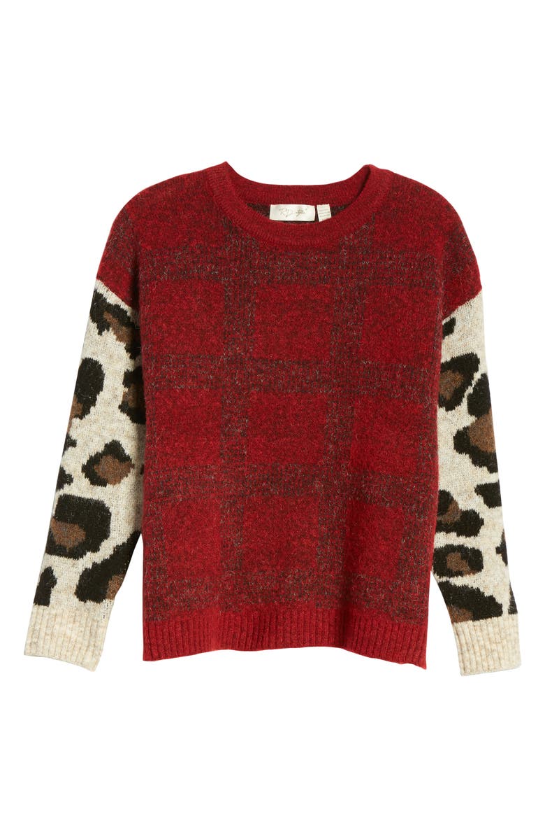 RD Style Leopard Sleeve Sweater, Alternate, color, 