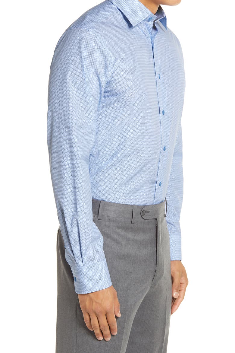 Trim Fit Geo Print Dress Shirt, Alternate, color, BLUE