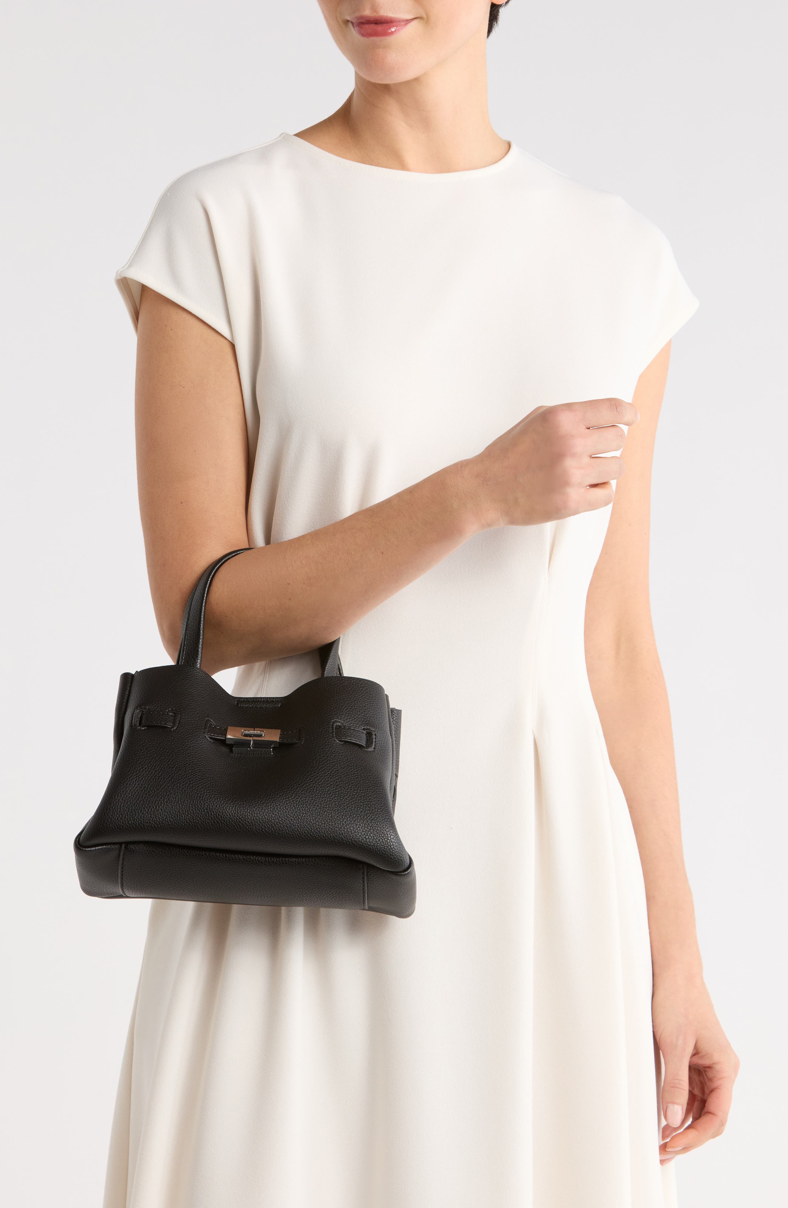 DKNY Bryar Small Satchel, Alternate, color, Black/ Silver