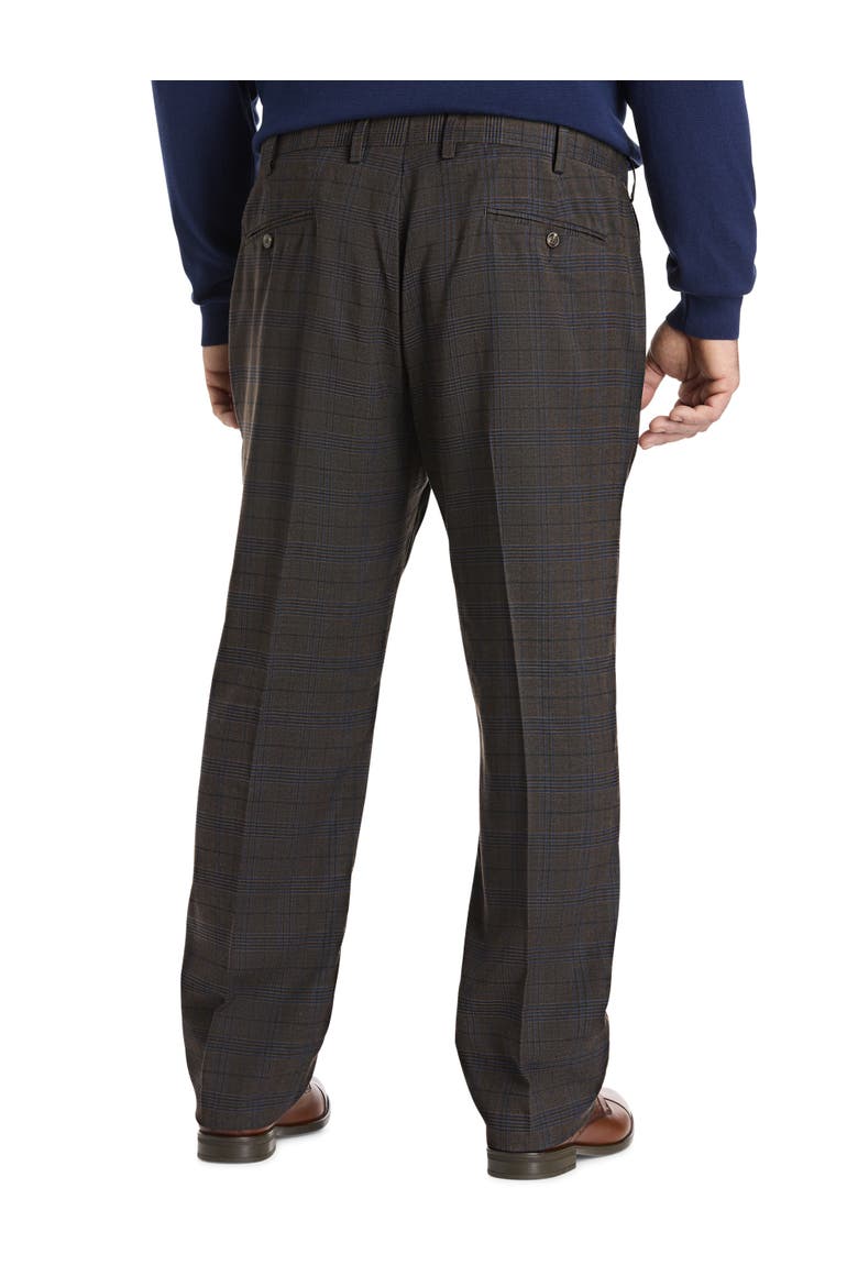 Big & Tall  Waist-Relaxer Plaid Dress Pants, Alternate, color, BROWN