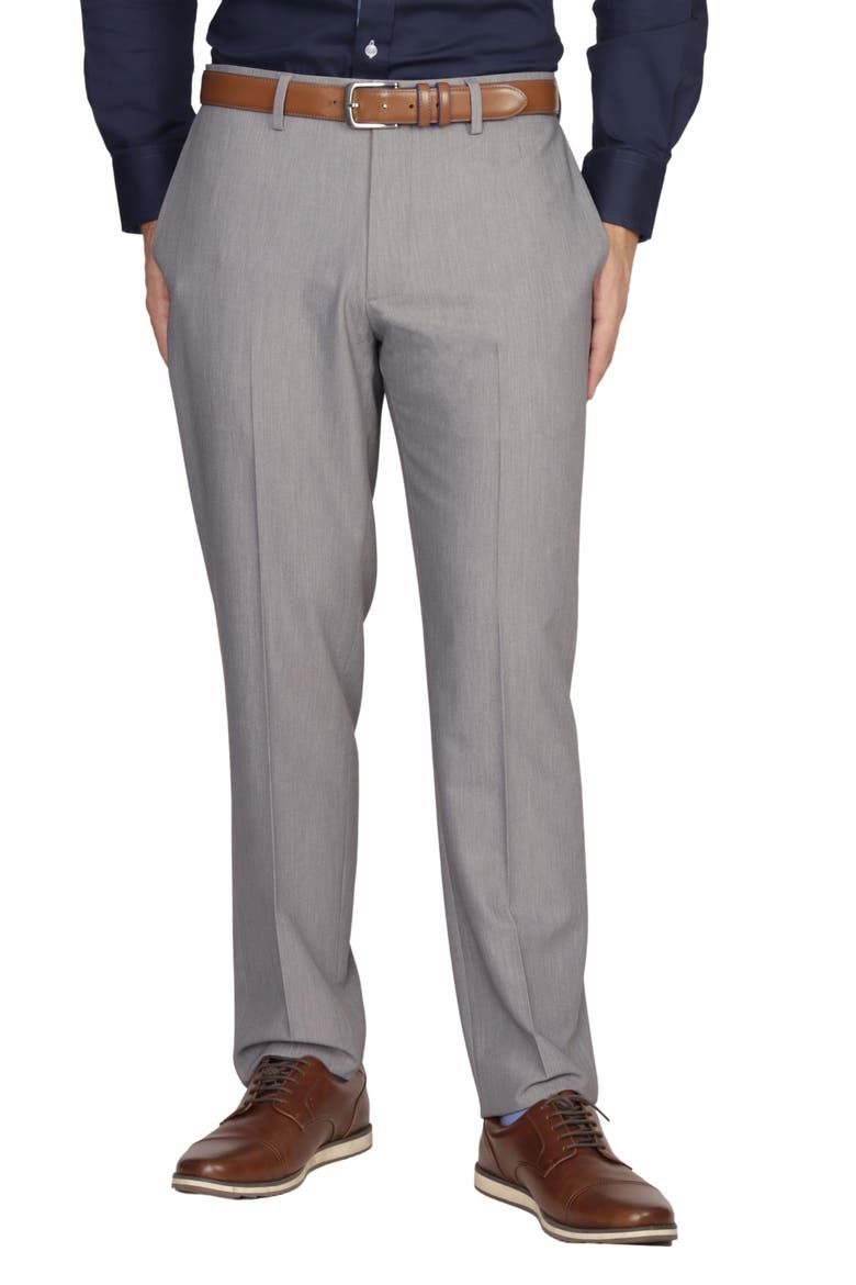 Classic Fit Flat Front Dress Pants, Main, color, GREY HEATHER