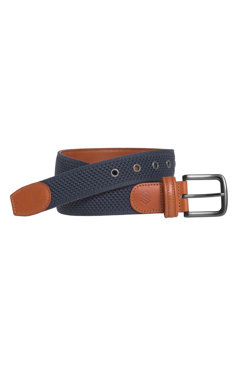 Johnston & Murphy Amherst Engineered Knit Belt, Main, color, Navy