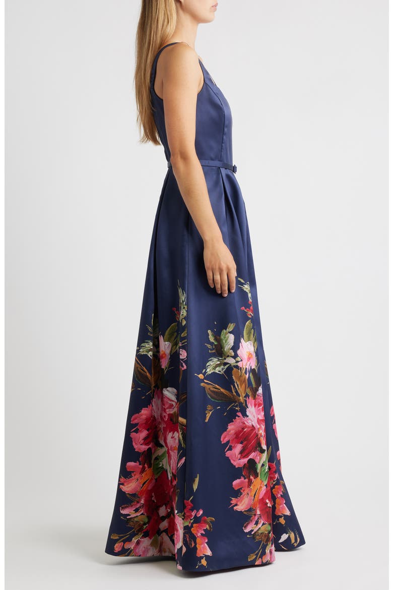 Belted Mikado Ballgown, Alternate, color, NAVY