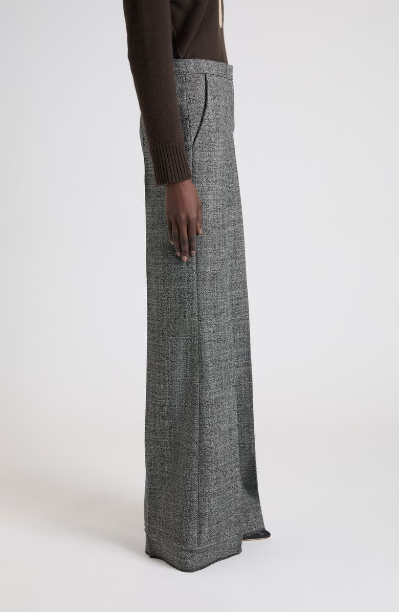 Valentino High Waist Virgin Wool Trousers, Alternate, color, White/ Black