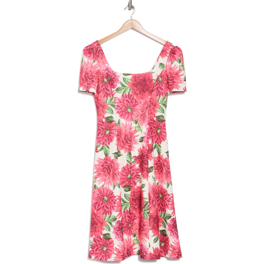 Donna Ricco Square Neck Short Sleeve Fit & Flare Dress
