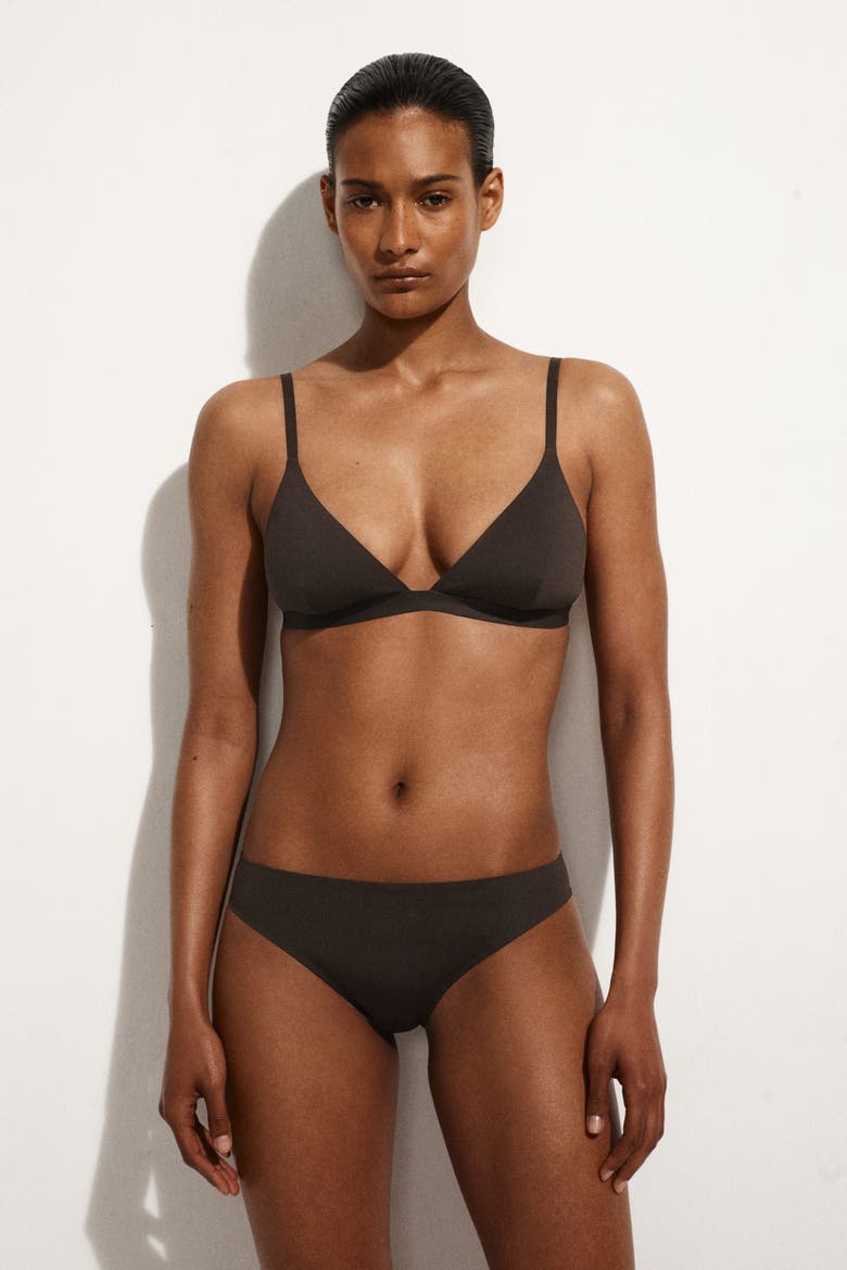 Triangle Bikini Top, Alternate, color, DARK BROWN