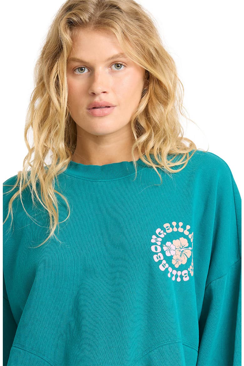Pinky Keen Palm Graphic Sweatshirt, Alternate, color, DEEP LAGOON