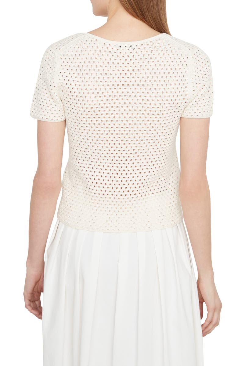 Vince Open Stitch Short Sleeve Cotton Sweater, Alternate, color, 