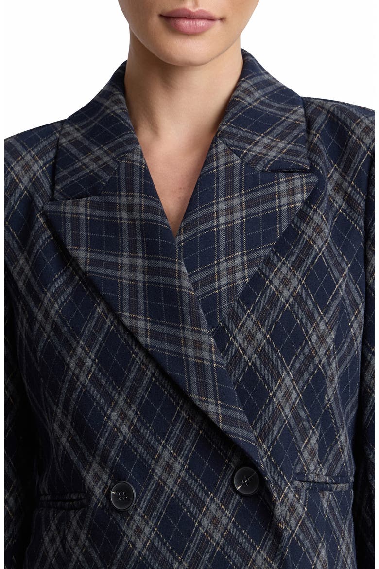 Plaid Double Breasted Cropped Blazer, Alternate, color, NAVY PLAID ARGYLE