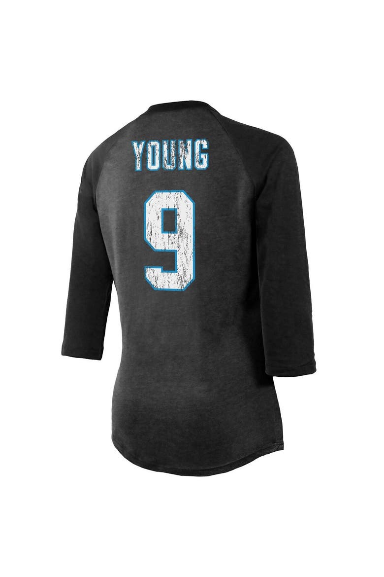 Women's Majestic Threads Bryce Young Black Carolina Panthers Player Name & Number Tri-Blend 3/4-Sleeve Fitted T-Shirt, Alternate, color, Black