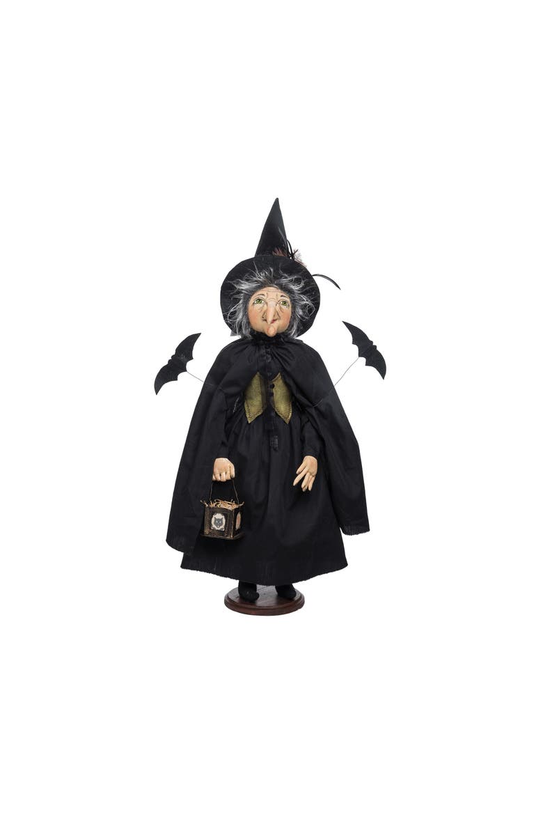 Gallerie II Halloween Morgana Witch Folk Art Doll Figurine, Main, color, Black