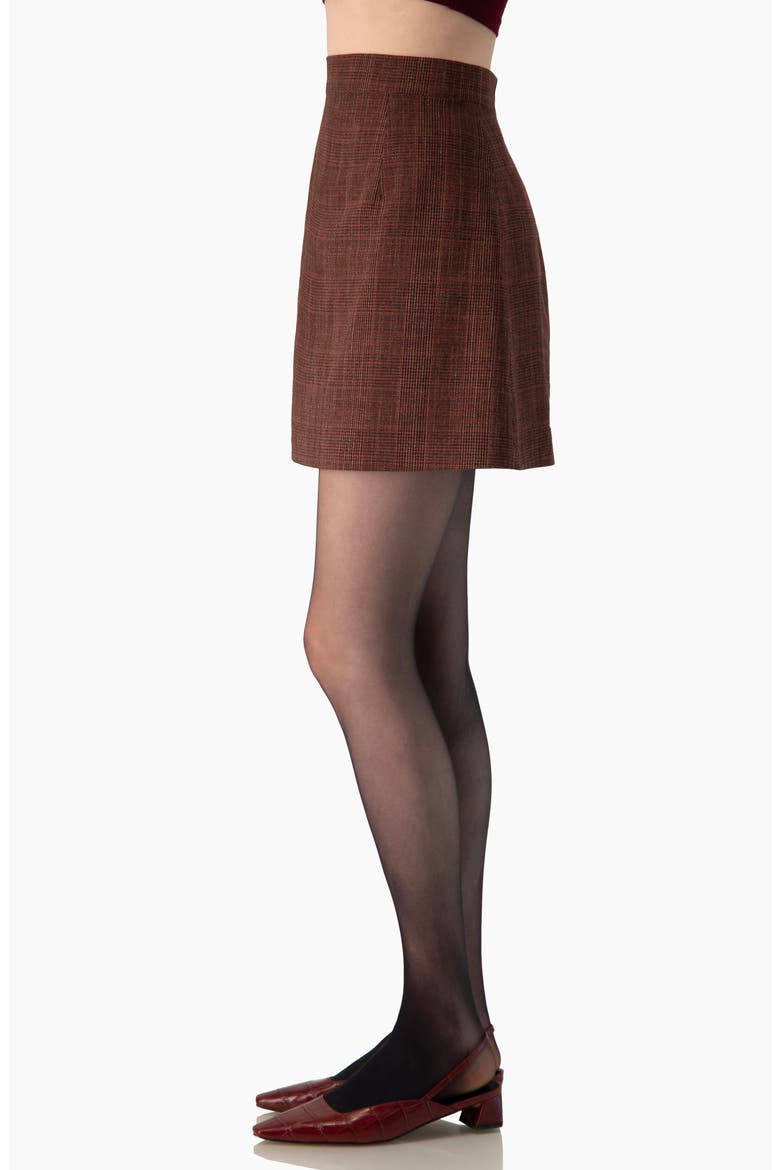 A-line Mini Skirt In Textured Check, Alternate, color, Wine