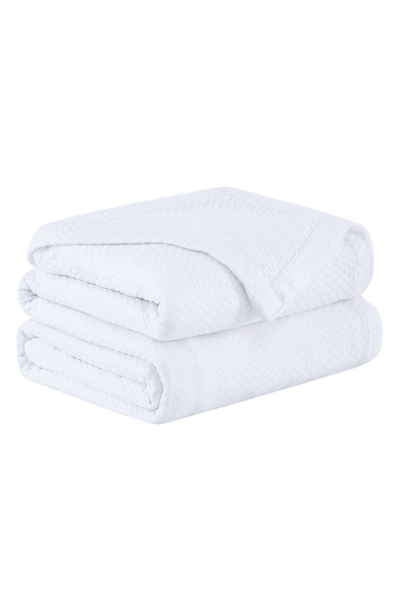 SOUTHSHORE FINE LINENS Milton Cotton Luxury Blanket, Main, color, White
