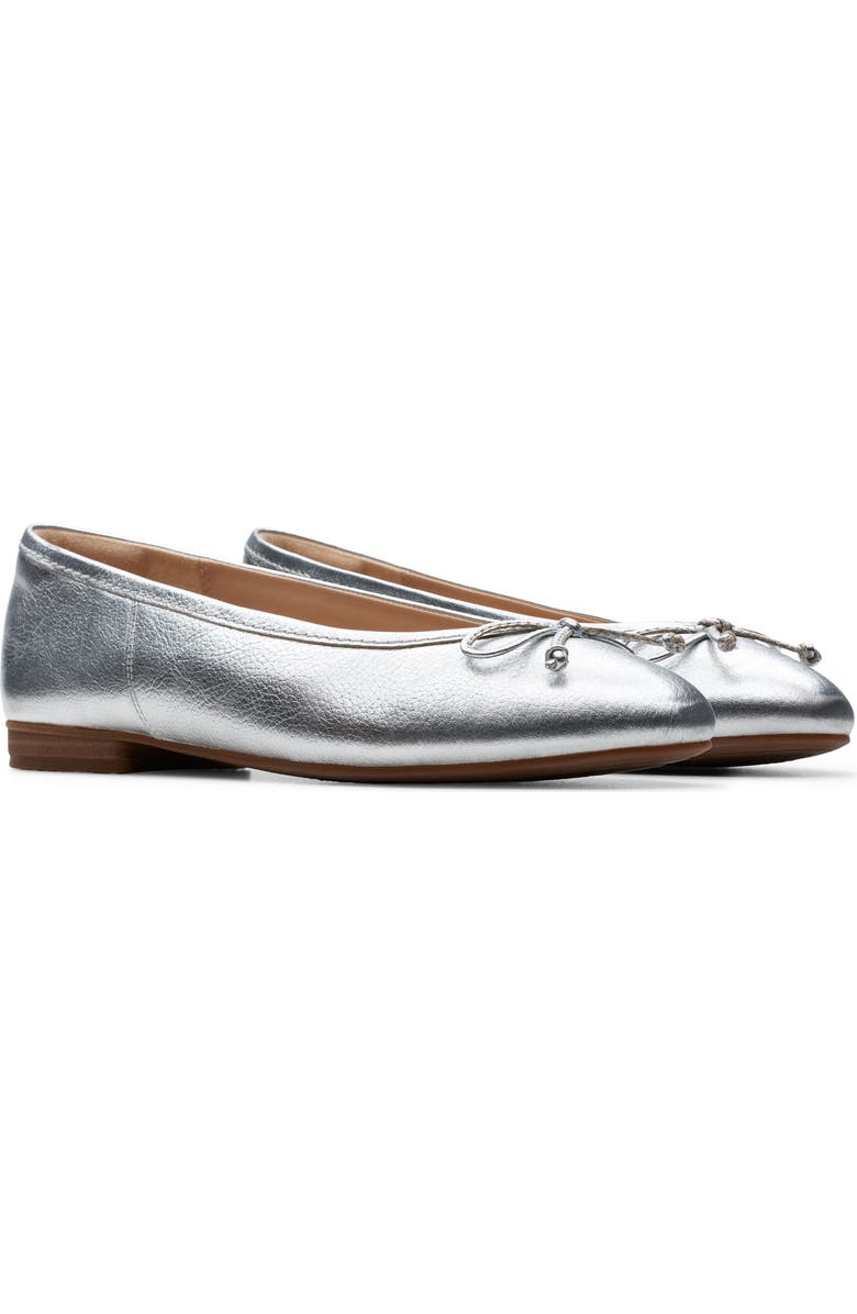 Clarks<sup>®</sup> Fawna Lily Ballet Flat, Main, color, Silver Leather