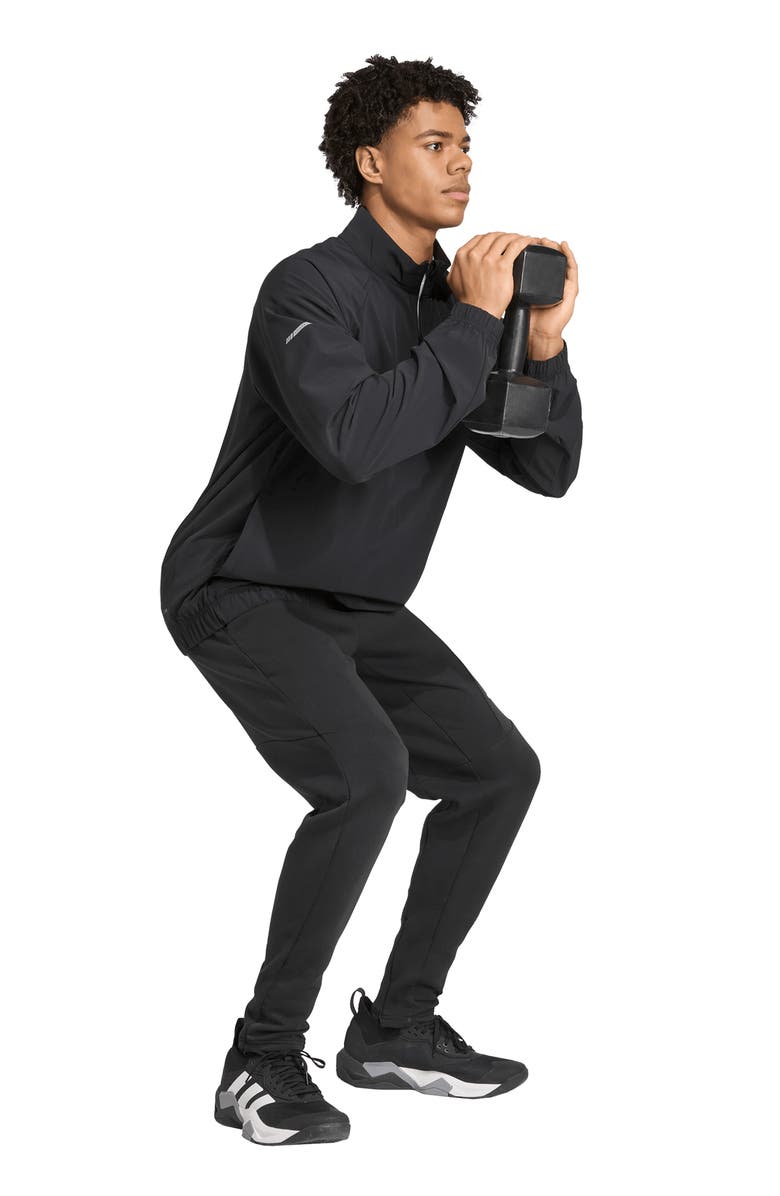 adidas Essentials Woven Half Zip Jacket, Alternate, color, Black