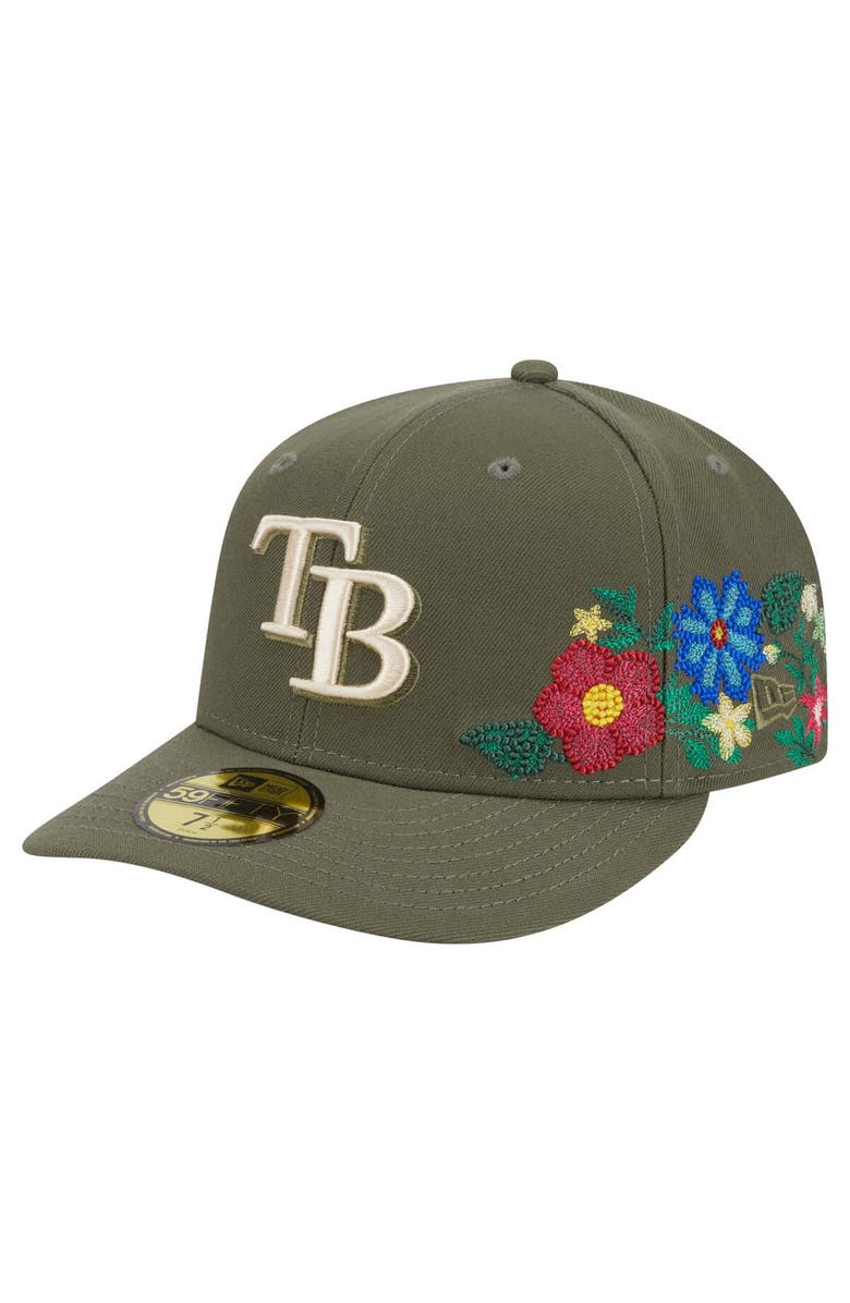 New Era Men's New Era Olive Tampa Bay Rays Tonal Florals 59FIFTY Fitted Hat, Main, color, Olive