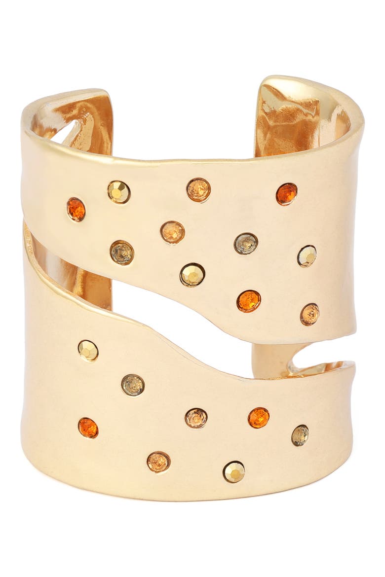 Multi Stone Statement Cuff Bracelet, Main, color, GOLD/ MULTI