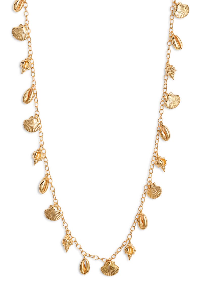 NEST Jewelry Tiny Shells Charm Necklace, Main, color, Gold