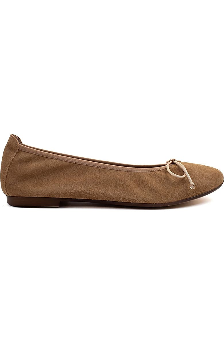 Menina Step Sofia Elastic Suede Ballet Flat, Main, color, Camel
