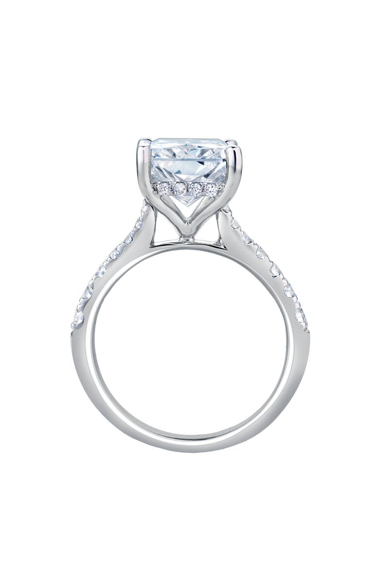 Bayan 14K White Gold Radiant Cut Lab Grown Diamond Hidden Halo Engagement Ring - 5.5 Ct, Alternate, color, 14K White Gold