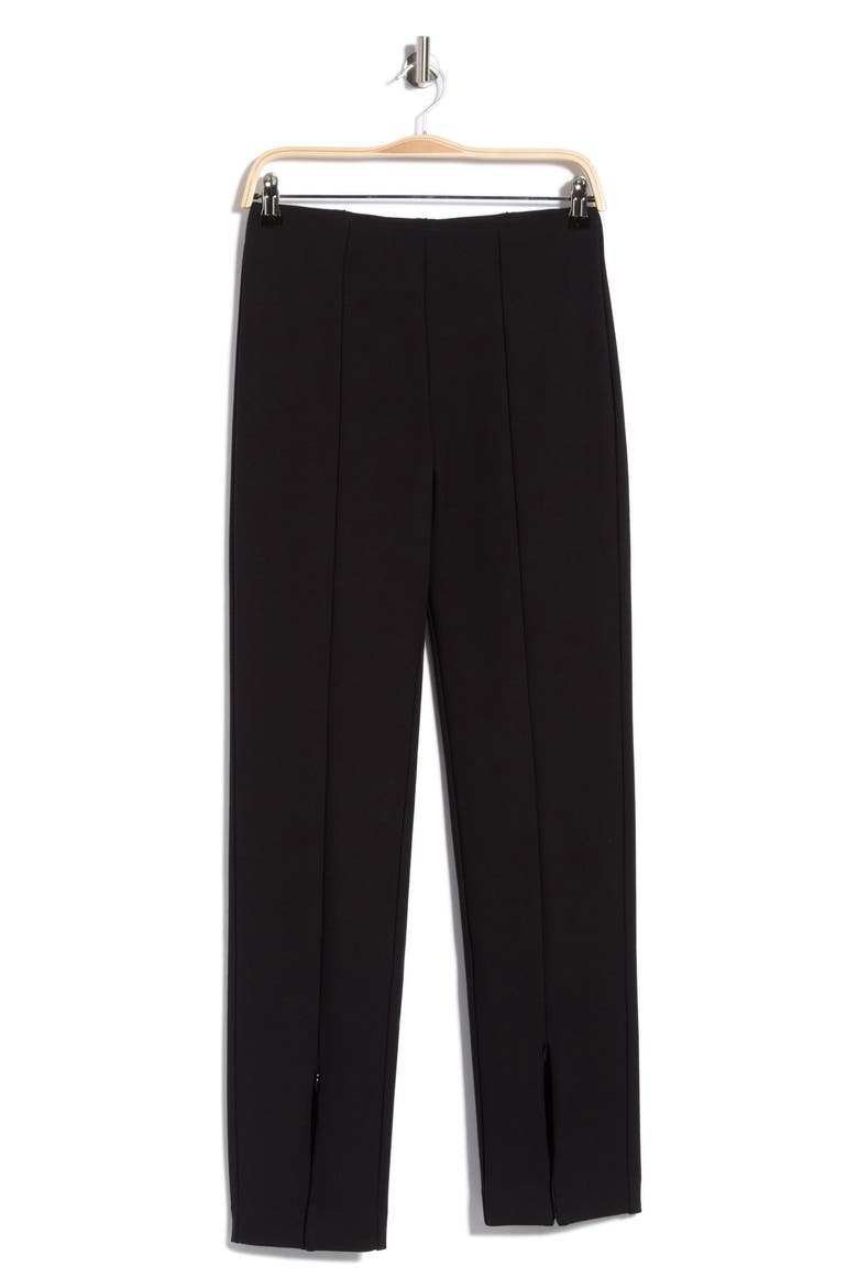 Soft Stretch Ponte Slit Front Pants, Main, color, BLACK001