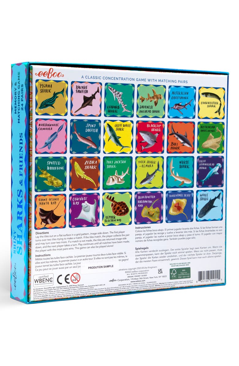 eeBoo Sharks Matching Memory Card Game, Alternate, color, Multi