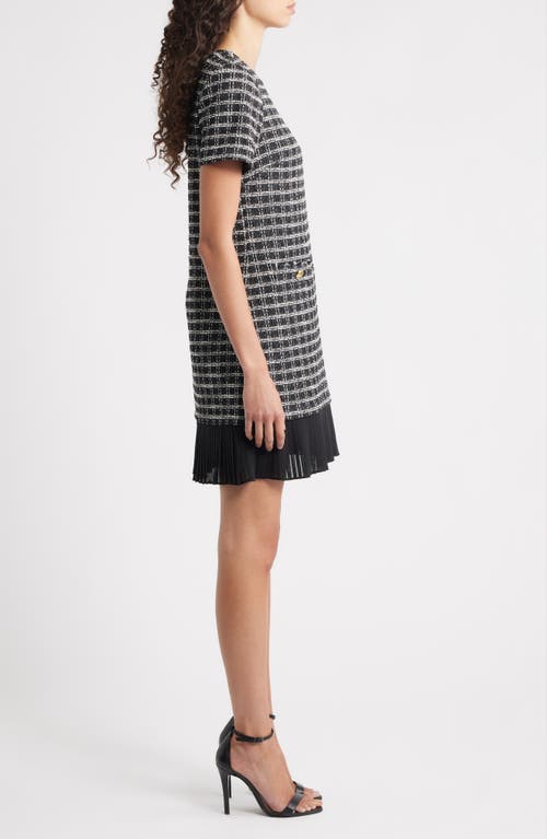 Julia Jordan Pleated Hem Bouclé Minidress In Burgundy