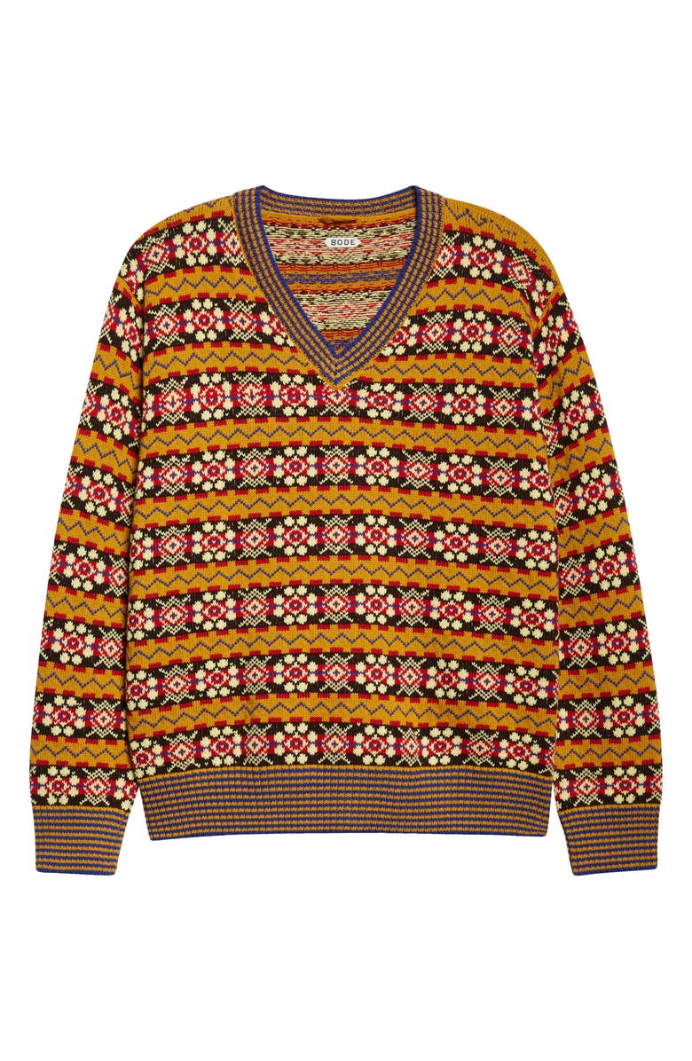 Bode Bracken Sweater, Alternate, color, Brown Multicolor