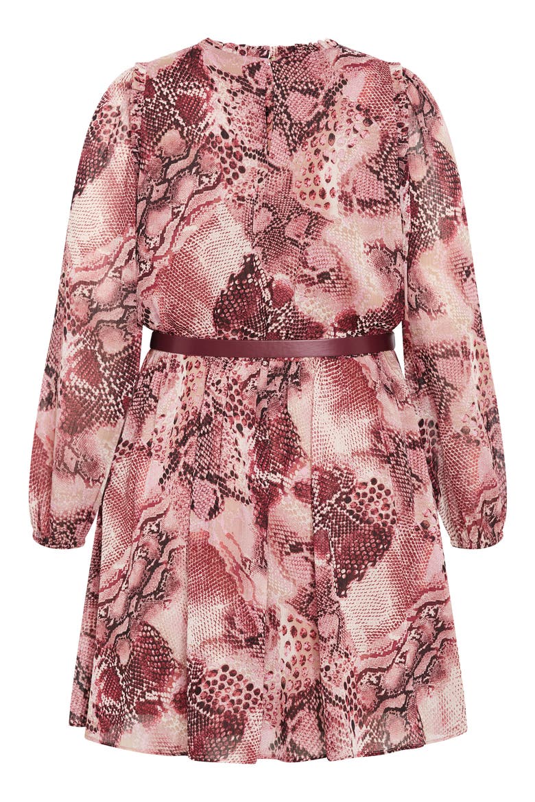 Maddie Print Belted Long Sleeve Dress, Alternate, color, VIPER