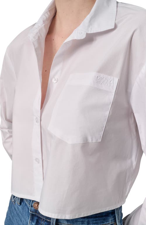 DKNY JEANS DKNY JEANS CROP COTTON POPLIN BUTTON-UP SHIRT