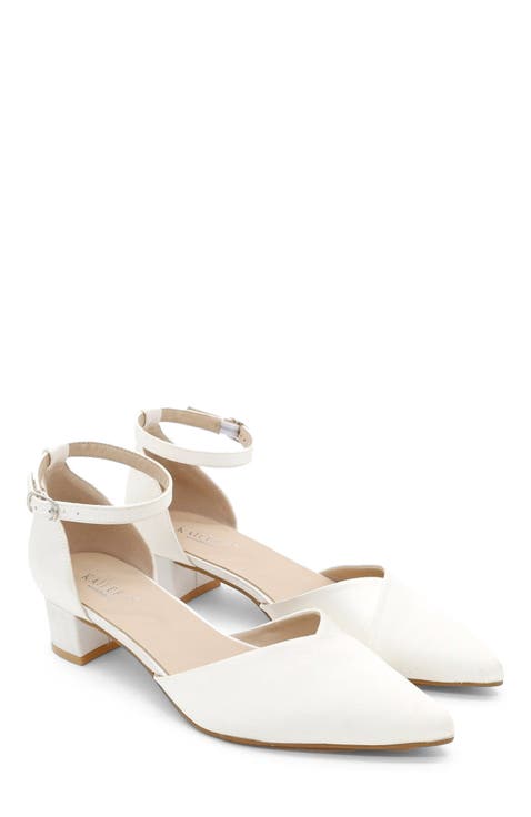 Leila Satin Pointed Toe Low Block Heels
