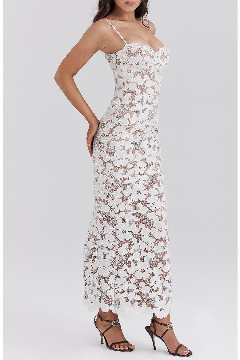 Pearl Floral Lace Gown, Alternate, color, WHITE