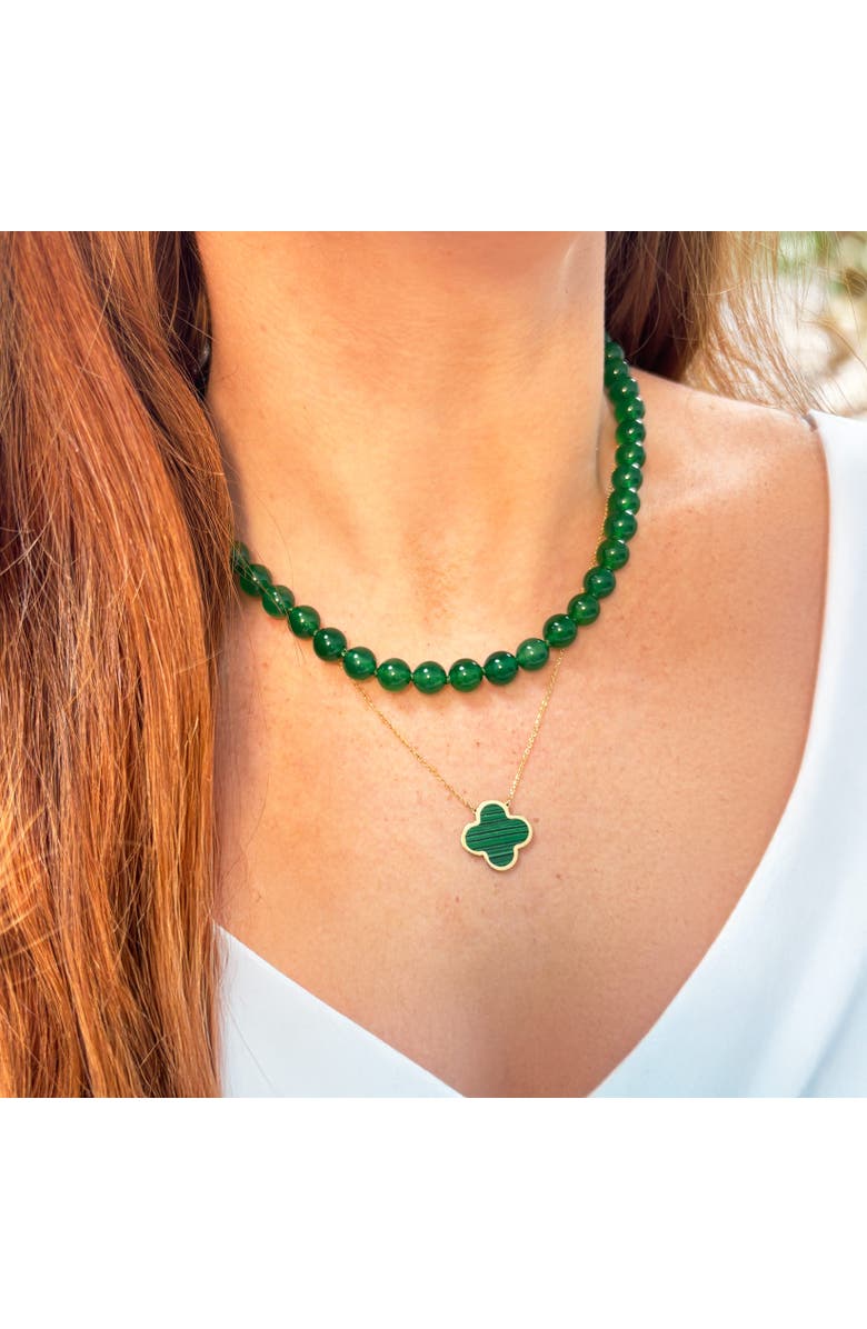 The Lovery Fine Jewelry Green Onyx Knotted Bead Necklace, Alternate, color, Green Onyx