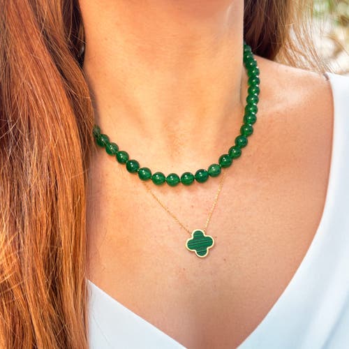The Lovery Fine Jewelry Green Onyx Knotted Bead Necklace In Green