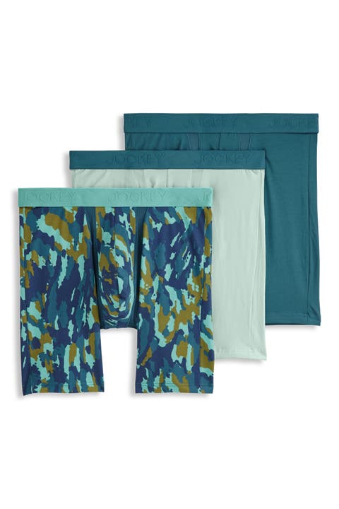 Men's Chafe Proof Pouch Cotton Stretch 8.5" Long Leg Boxer Brief - 3 Pack
