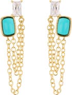 ATHRA LUXE Stone and Cubic Zirconia Chain Drop Earrings