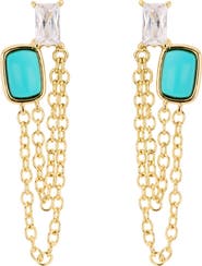 ATHRA LUXE Stone and Cubic Zirconia Chain Drop Earrings