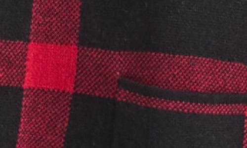 Kasper Plaid Longline Open Front Sweater Coat In Black