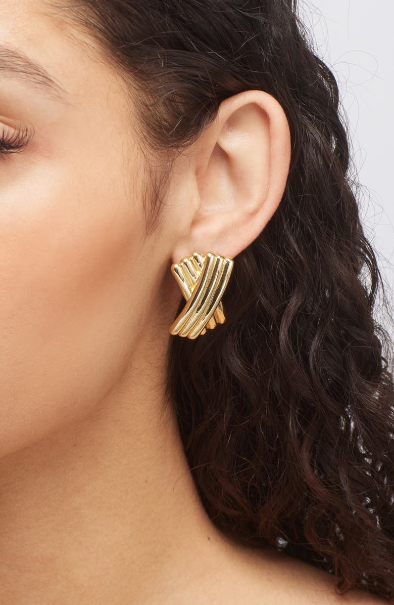 Panacea X Stud Earrings, Alternate, color, Gold