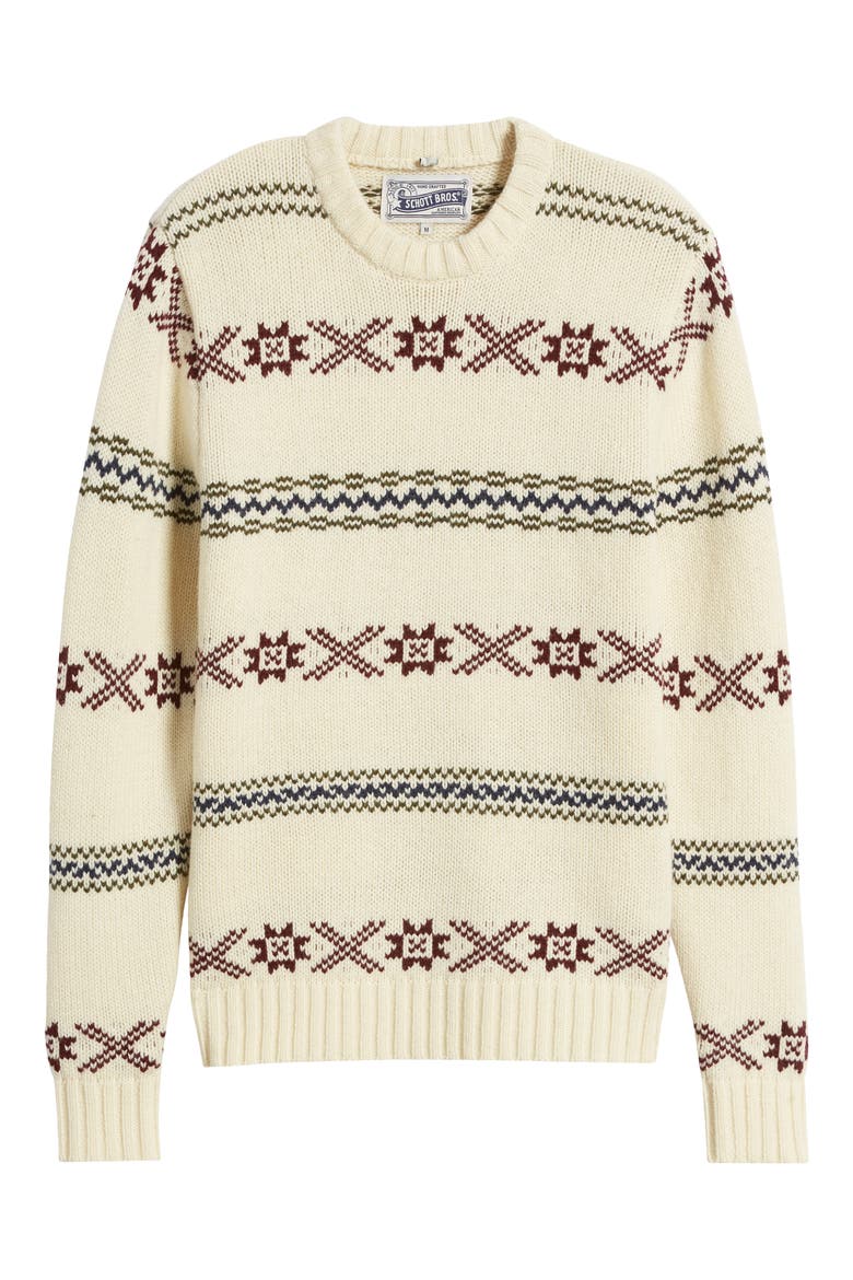 Norwegian Motif Wool Blend Sweater, Alternate, color, OFF WHITE