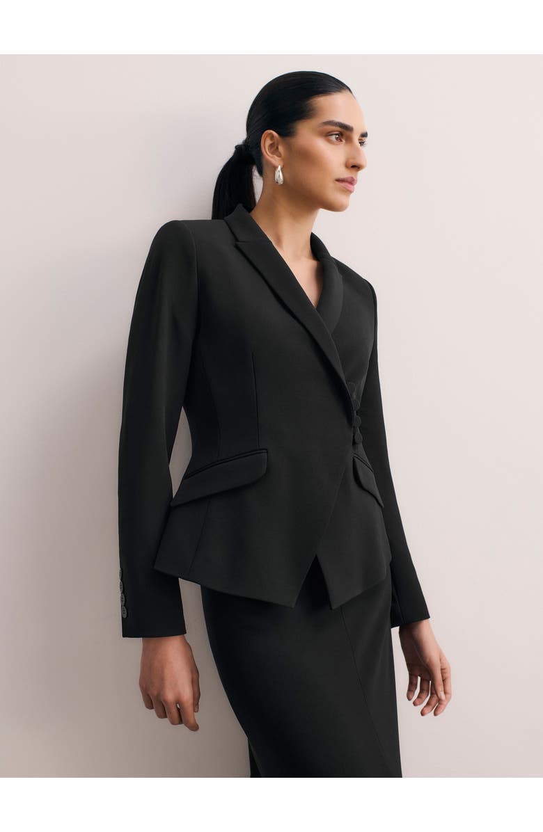 The Fold Forino Clever Crepe Blazer, Main, color, Black