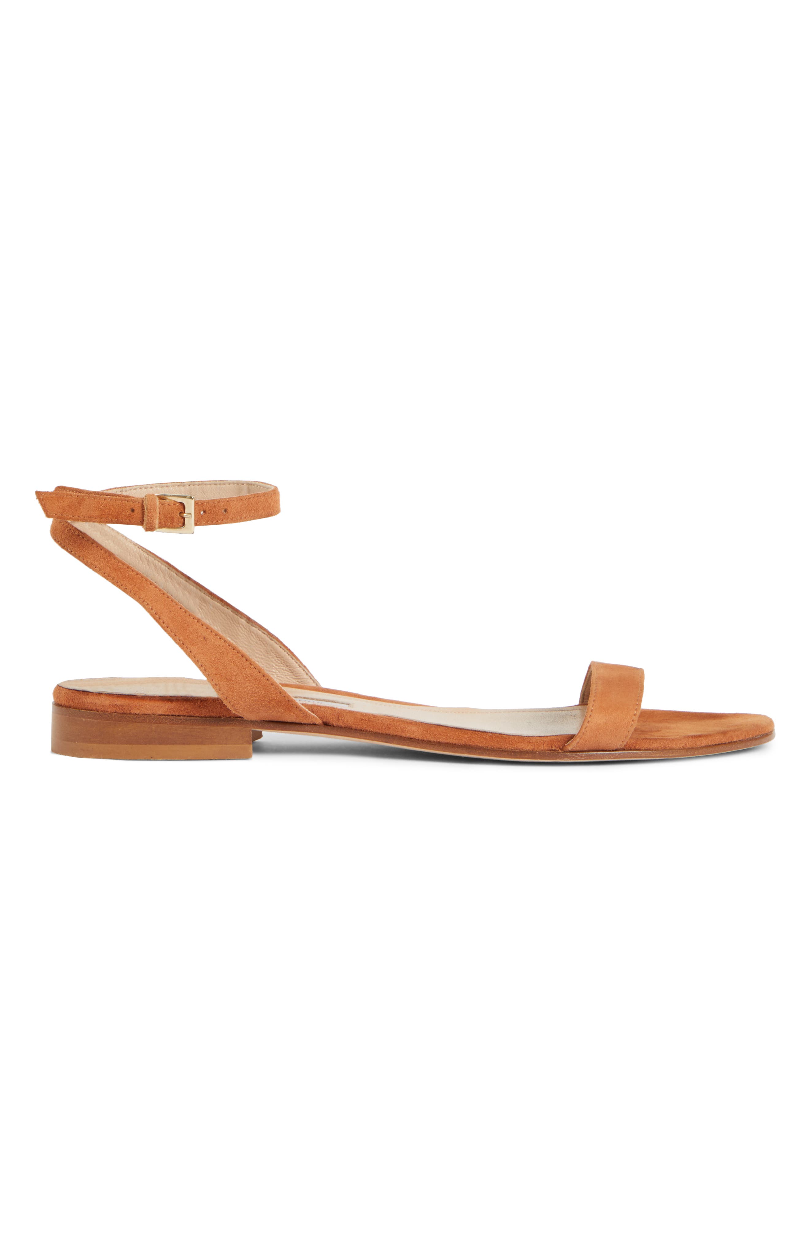 One Ankle Strap Flat Sandal, Alternate, color, FAWN