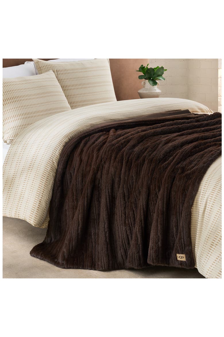 Jennis Faux Fur Throw Blanket, Alternate, color, BURNT CEDAR TIPPED W/ OYSTER