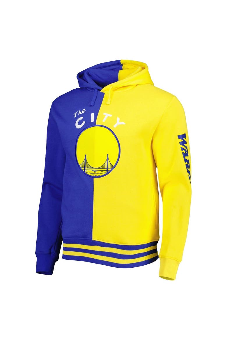 Men's Mitchell & Ness Royal/Gold Golden State Warriors Hardwood Classics Split Pullover Hoodie, Alternate, color, Royal