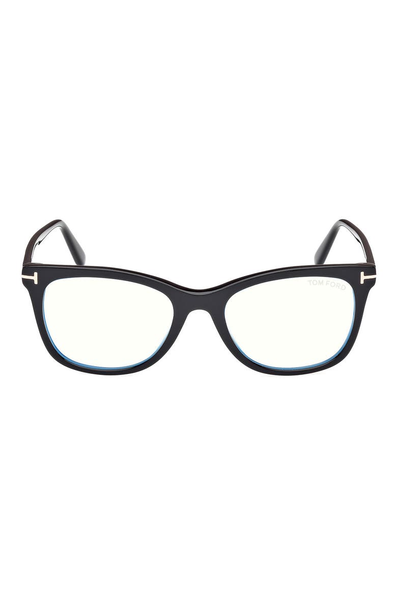 52mm Square Blue Light Blocking Glasses, Main, color, BLACK ECO / T LOGO