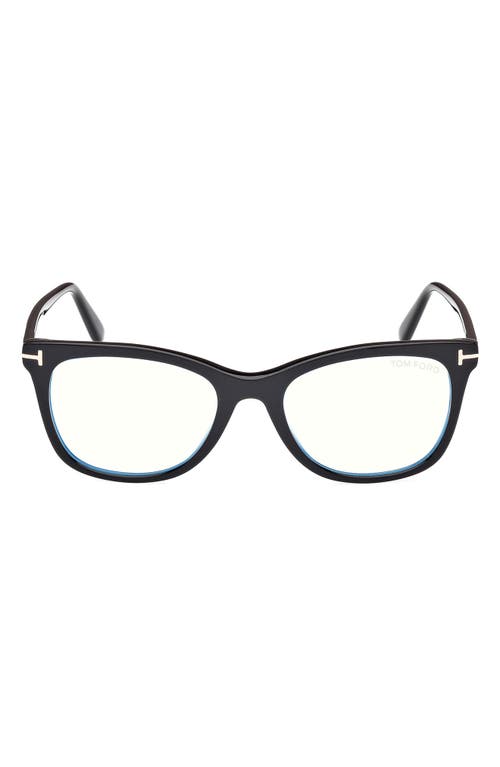 Tom Ford 52mm Square Blue Light Blocking Glasses In Black